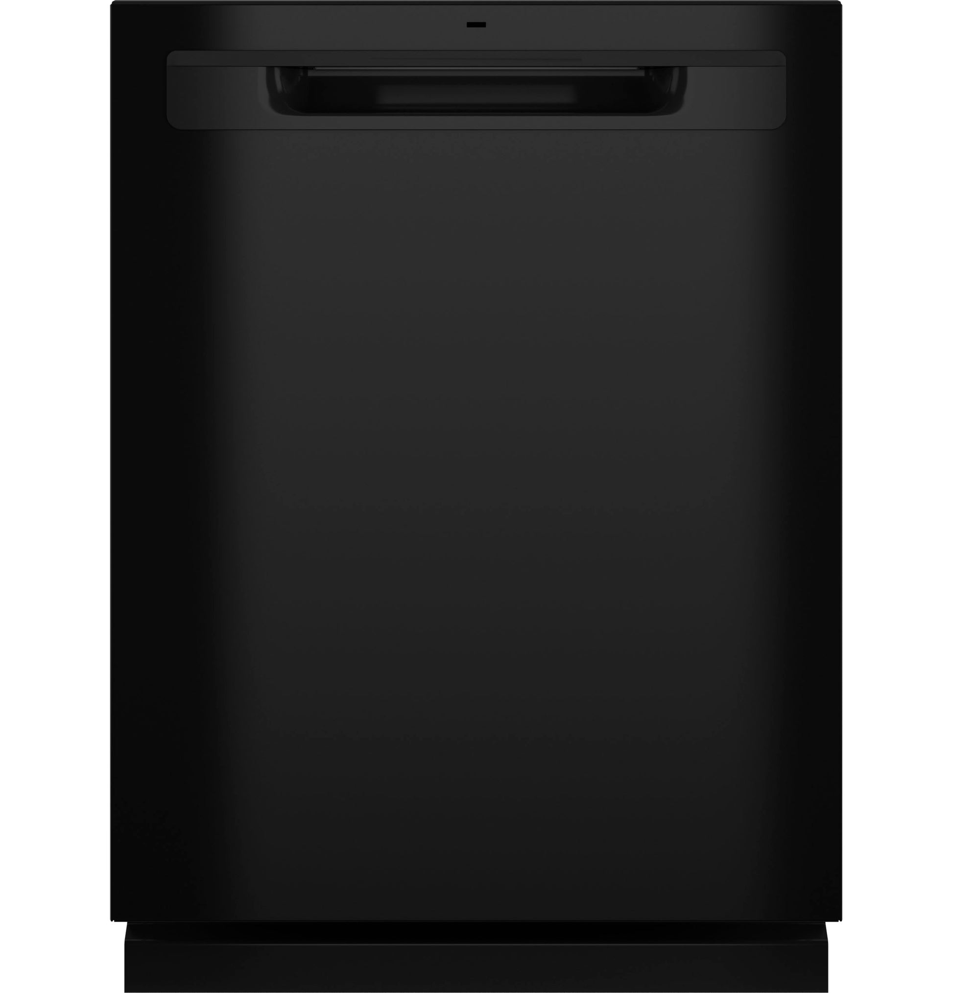 Front view of black top control dishwasher with plastic interior in kitchen appliances and dishwashers collection