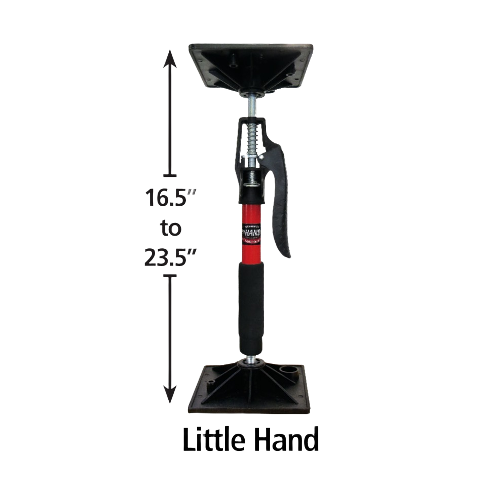 Adjustable support tool with padded handle and quick-release lever designed for precision in home improvement tasks