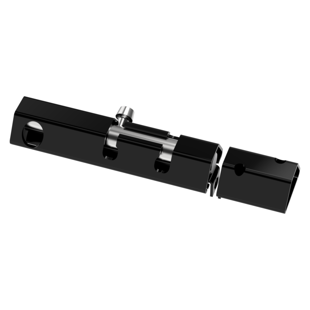 Black lockable security bolt with metal construction for gate and door hardware in home improvement tools under $50
