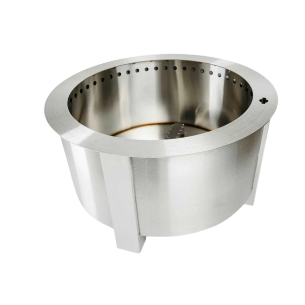Stainless steel smokeless fire pit bowl designed for outdoor living and patio furniture fire pits collections