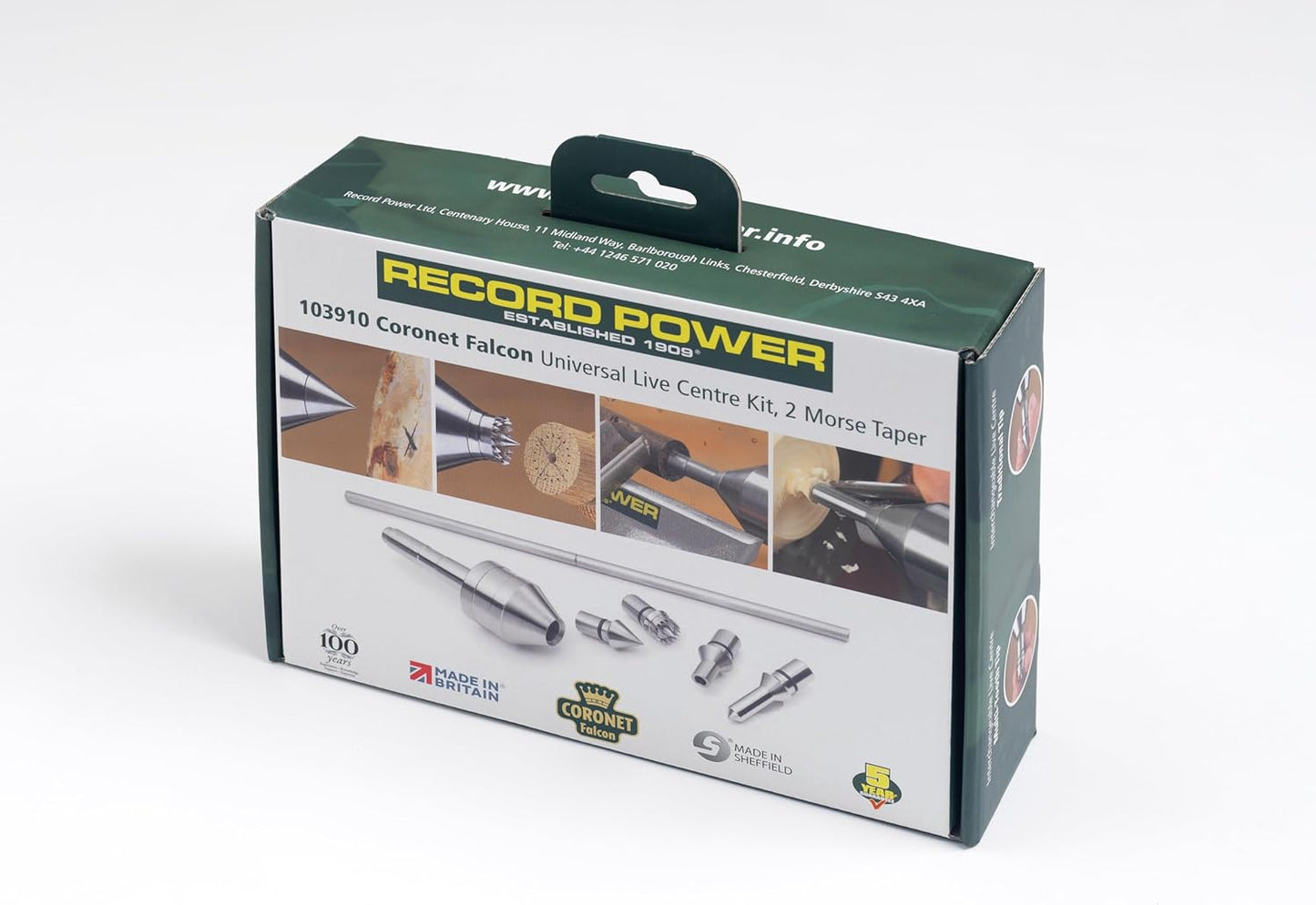 Compact universal live center kit with precision steel tips and a long alignment rod for woodworking tools use