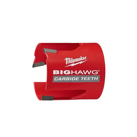 Red Milwaukee BIG HAWG hole saw with carbide teeth for woodworking tools in Home Improvement and Milwaukee collections