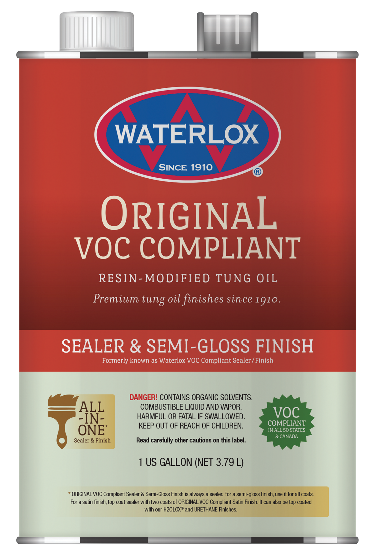 Waterlox Original VOC Compliant Sealer & Semi-Gloss Wood Finish, 1 Gallon