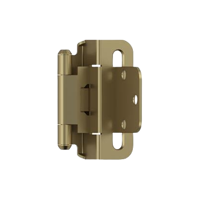 Golden champagne partial wrap cabinet hinge with self-closing feature for hardware and home improvement projects