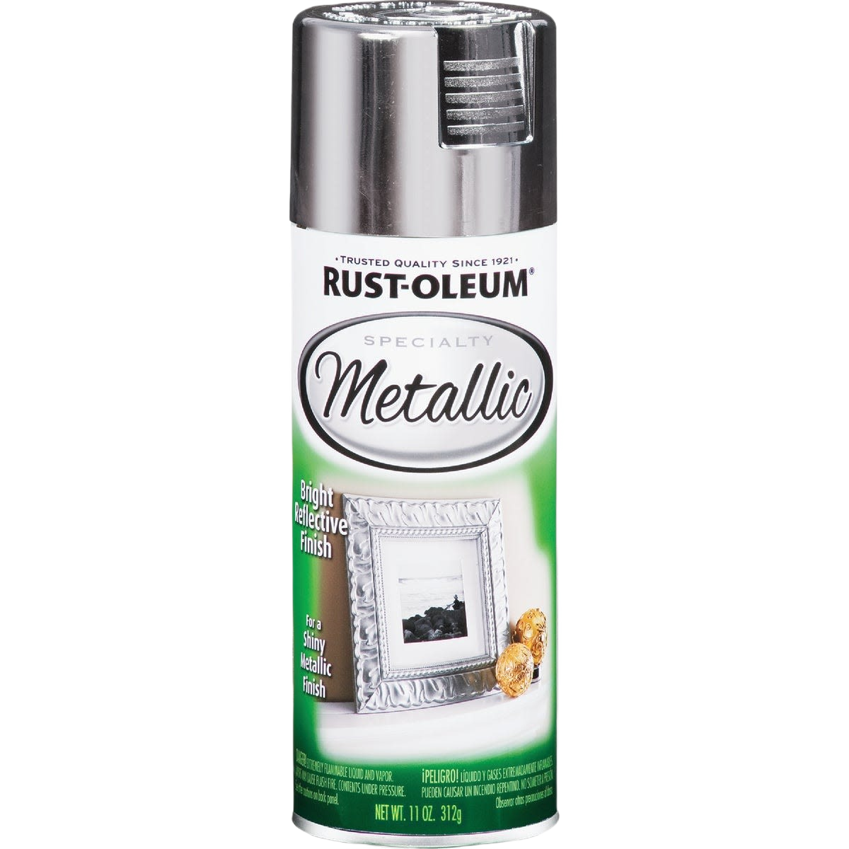 Rust-Oleum metallic silver spray paint can with bright reflective finish for home improvement under $50 collections