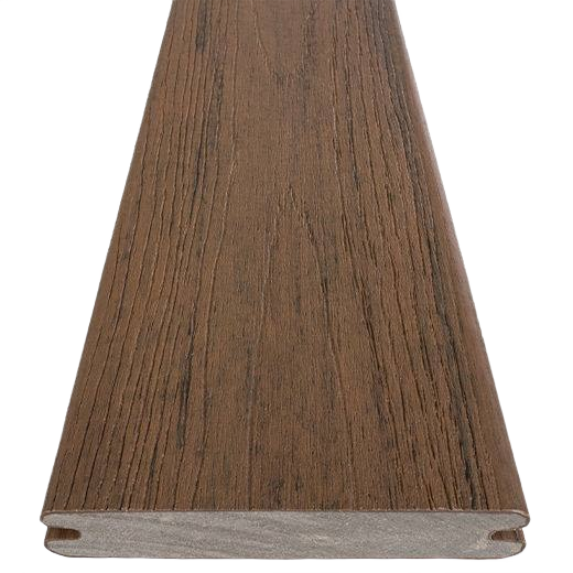 Dark Roast grooved composite deck board with textured wood grain finish for durable outdoor decking projects