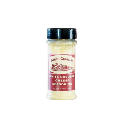 Plastic bottle of white cheddar cheese seasoning with black lid for grilling sauces and herbs collection