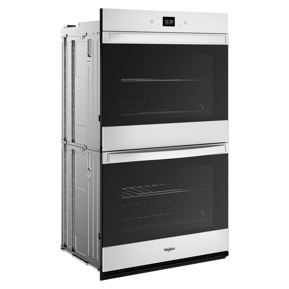 Stainless steel double wall oven with digital display and air fry feature in Hartville Hardware kitchen appliances
