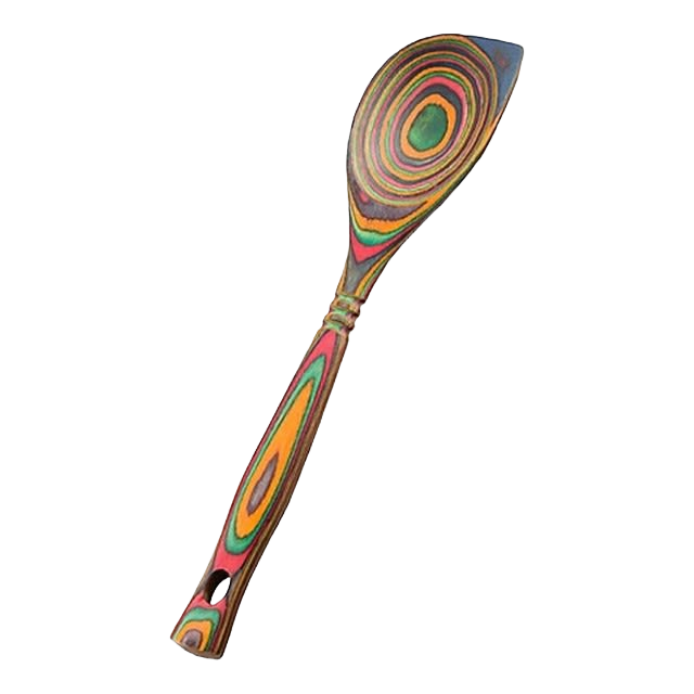 Colorful bamboo pakkawood corner spoon with ergonomic handle for cooking utensils in kitchenware collections under $50