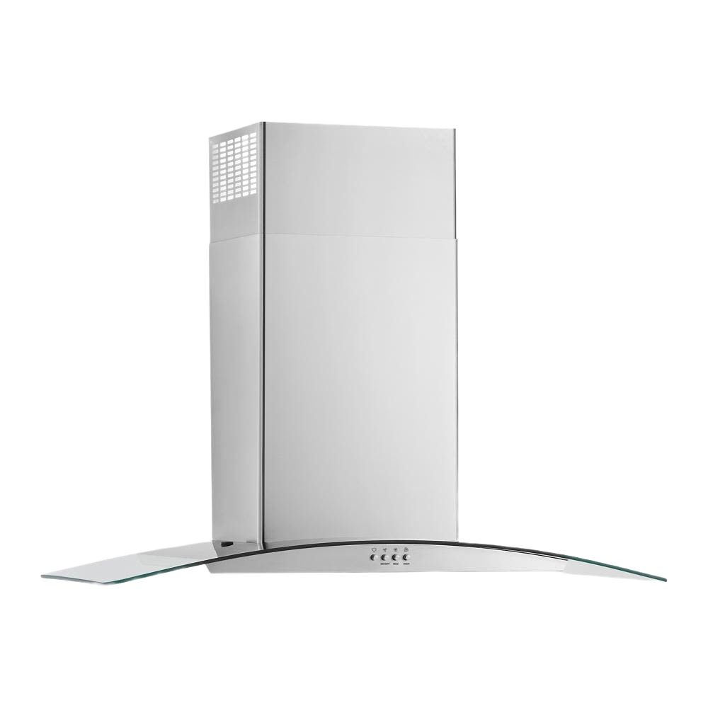 Curved glass wall mount range hood in stainless steel with 3-speed fan from range hoods and kitchen collections