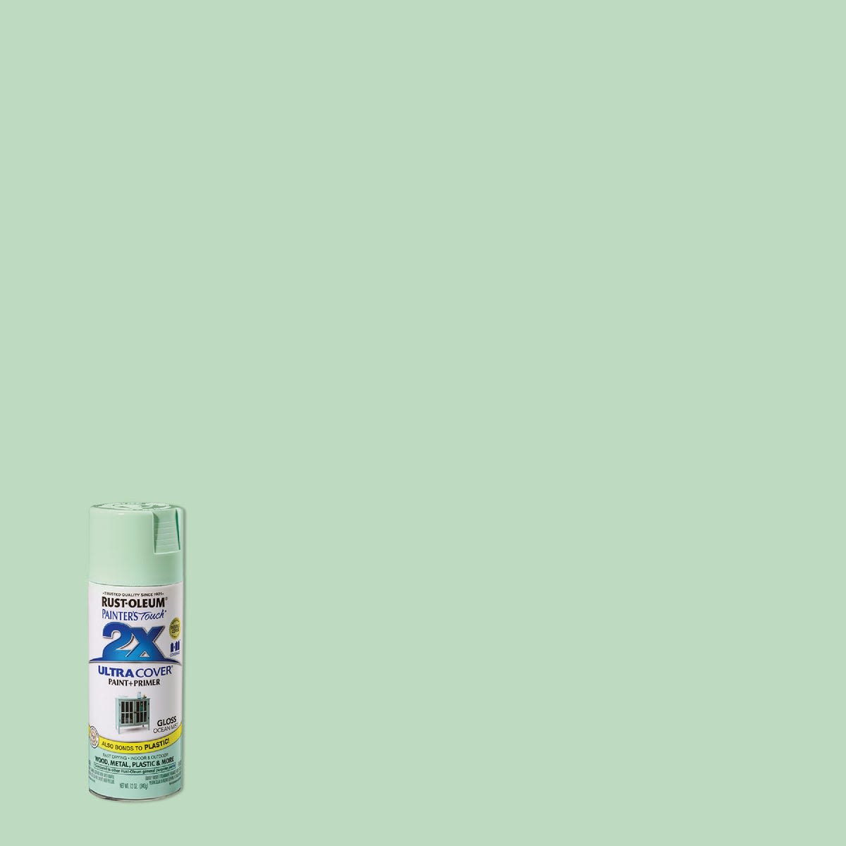 Rust-Oleum 2X Ocean Mist gloss spray paint and primer for durable home improvement projects under $50 collection