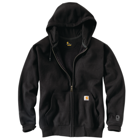 Black heavyweight loose fit full-zip hoodie with hood and front kangaroo pocket from men's Hoodies & Sweatshirts collection