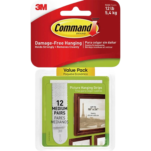 12 pairs of medium-sized interlocking picture hanging strips for damage-free wall decor and home improvement fasteners