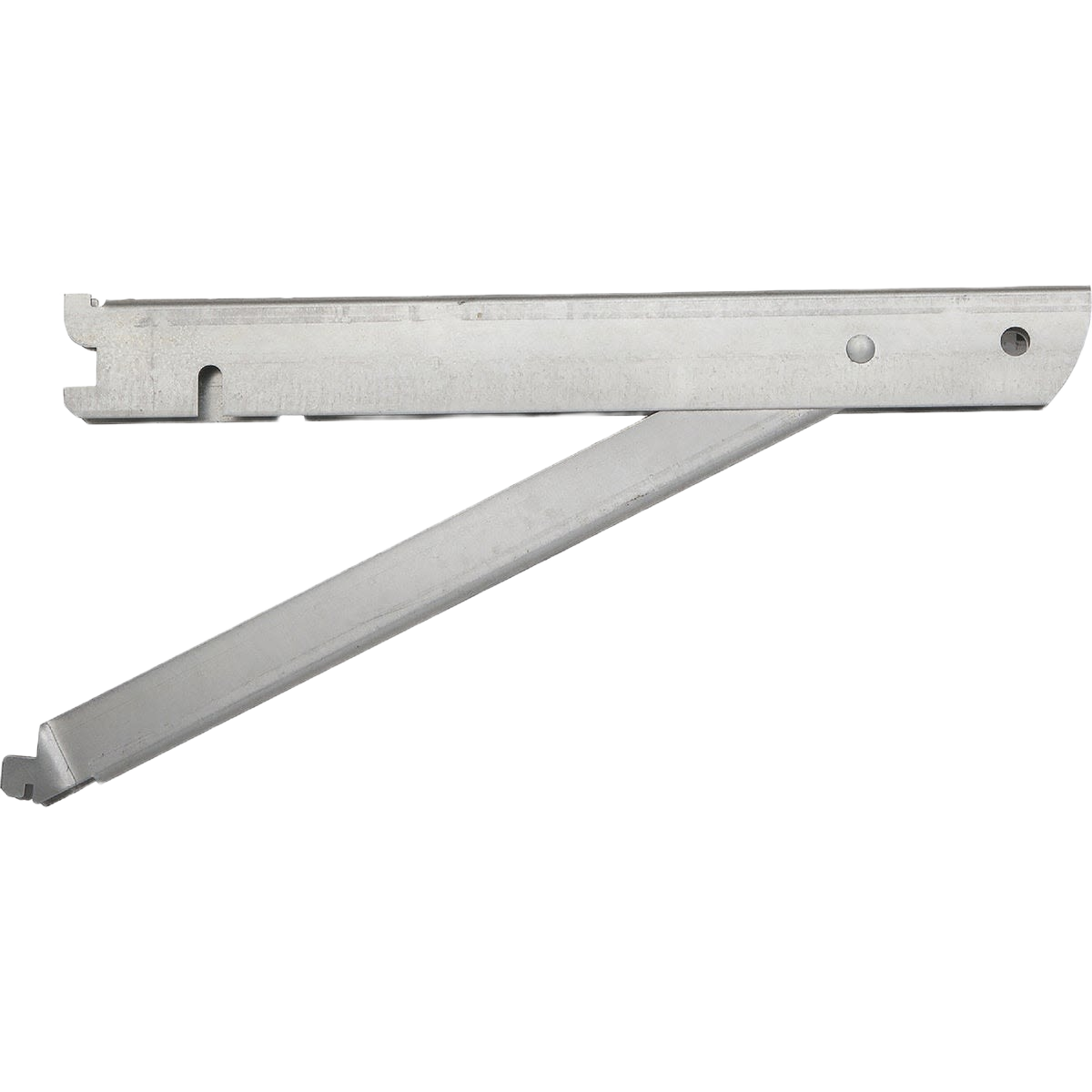 Galvanized steel fast-mount supported shelf bracket with angled support arm for home improvement projects
