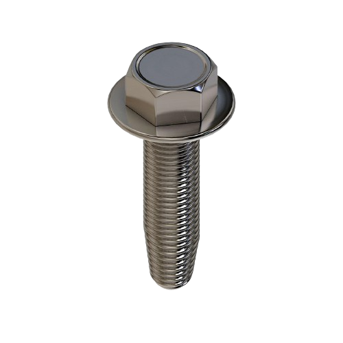Hex head flanged self-tapping screw in polished metal finish for John Deere parts and home improvement projects