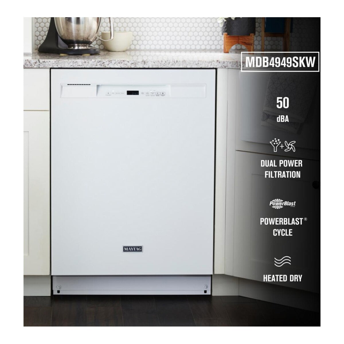 24” Front Control Dishwasher with Dual Power Filtration and PowerBlast® Cycle - 50 dBA