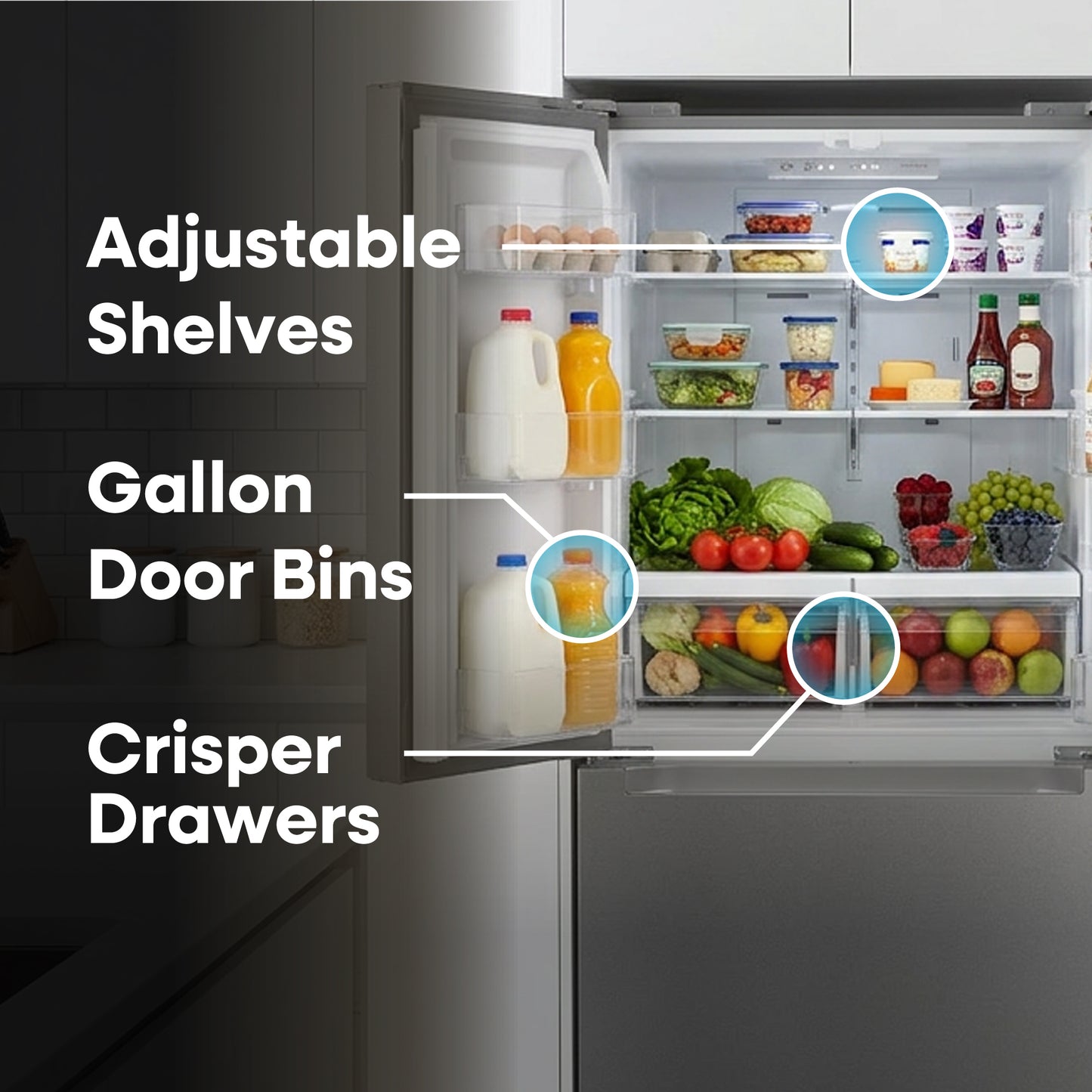 Element Electronics 18.4 cu. ft. French Door Refrigerator - Stainless Steel, ENERGY STAR (ERFD19CGCS)