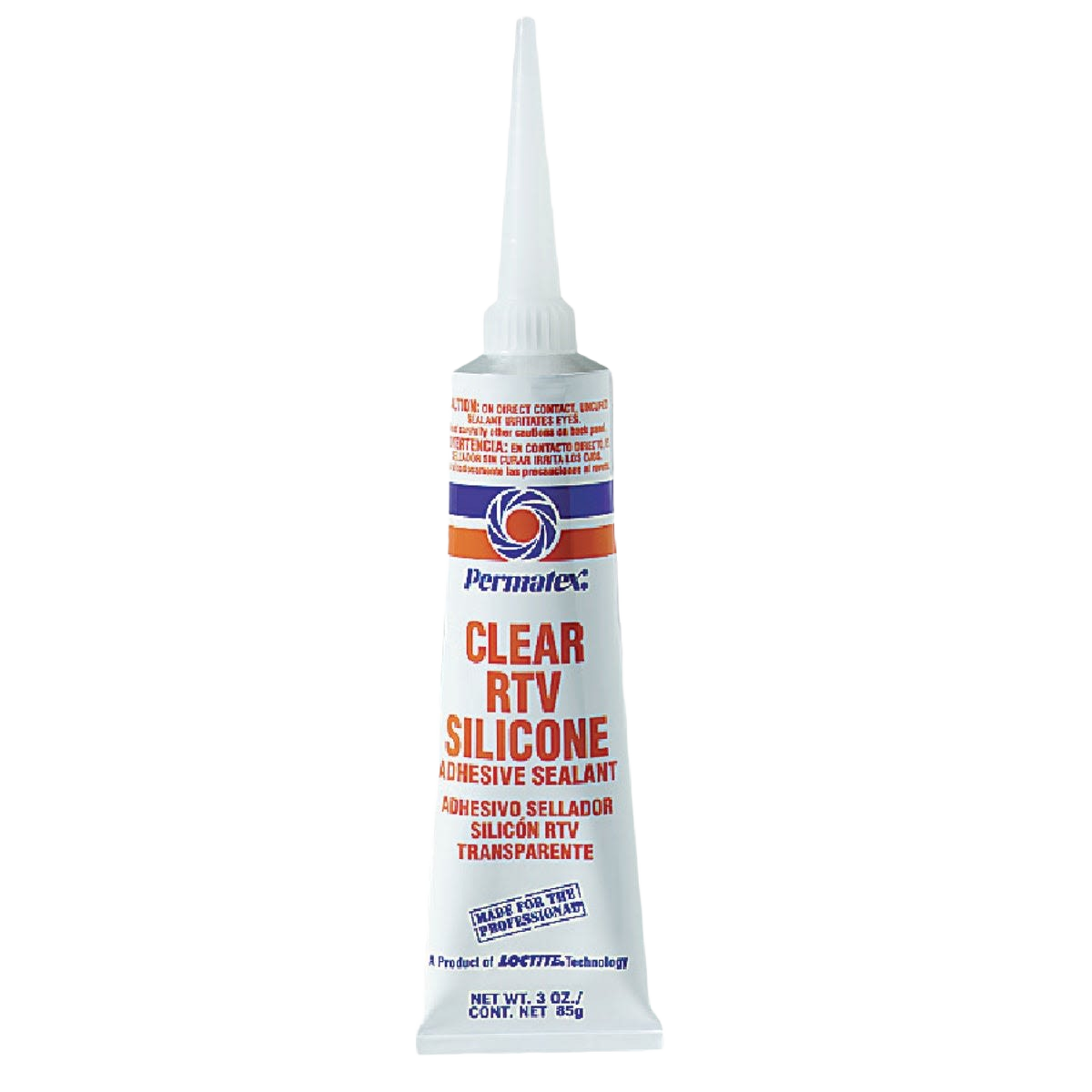 Clear silicone adhesive sealant tube designed for durable home improvement and tool repairs applications