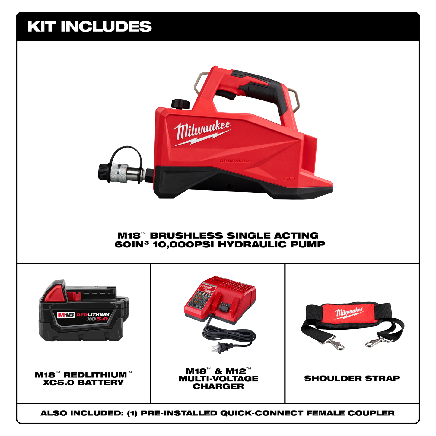 Milwaukee M18™ Brushless Single Acting 60in3 10,000psi Hydraulic Pump