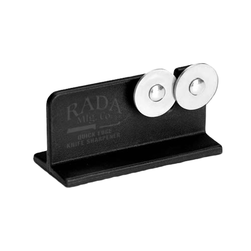 Compact black kitchen knife sharpener with dual circular sharpening wheels, part of kitchen gadgets and utensils collection under $50