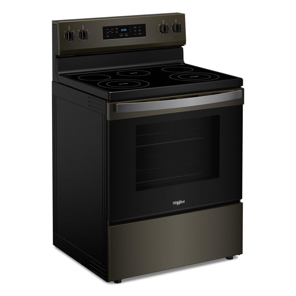 30-inch electric range with black ceramic cooktop, digital display, and stainless steel handle from Ranges collection