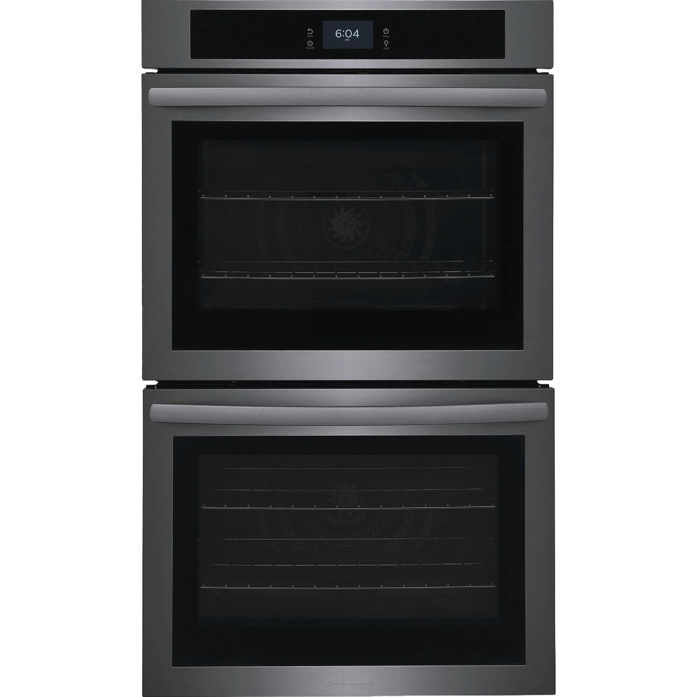 Stainless steel double electric wall oven with fan convection and digital touchscreen control panel for Kitchen & Kitchenware collection