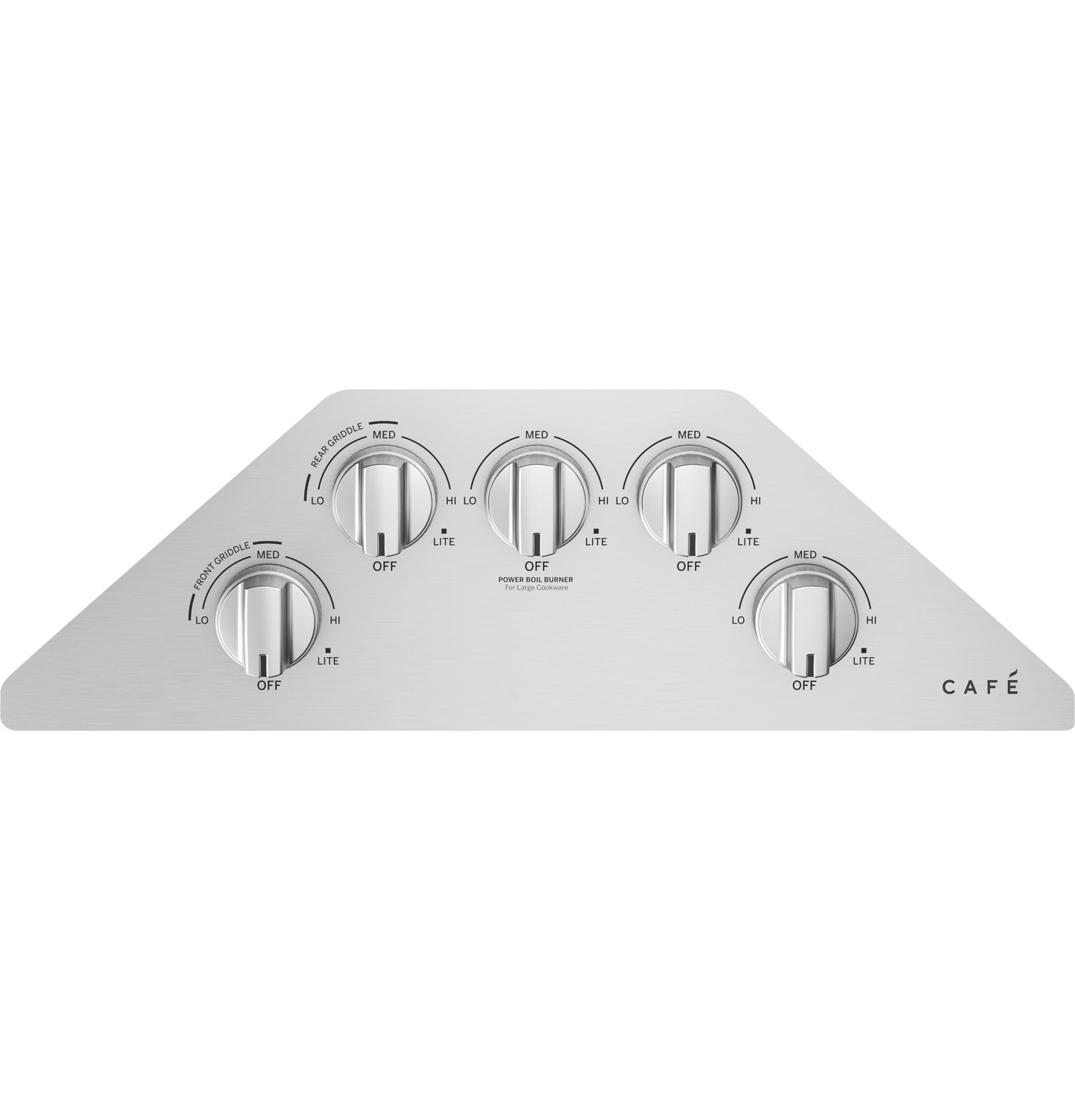 Stainless steel control panel with five round knobs for gas burners from Cooktops and Kitchen & Kitchenware collections