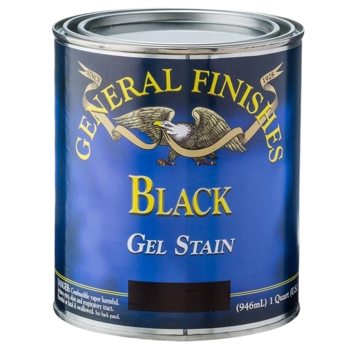 Quart can of black gel stain for wood finishing in stains, sealers, and interior stain supplies collection