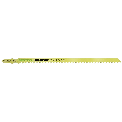 Yellow universal wood cutting jigsaw blade with precision teeth for woodworking and home improvement tools