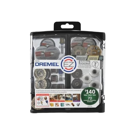 Compact Dremel accessory kit with 70 pieces for rotary tool tasks, part of Tool Accessories under $100 collection