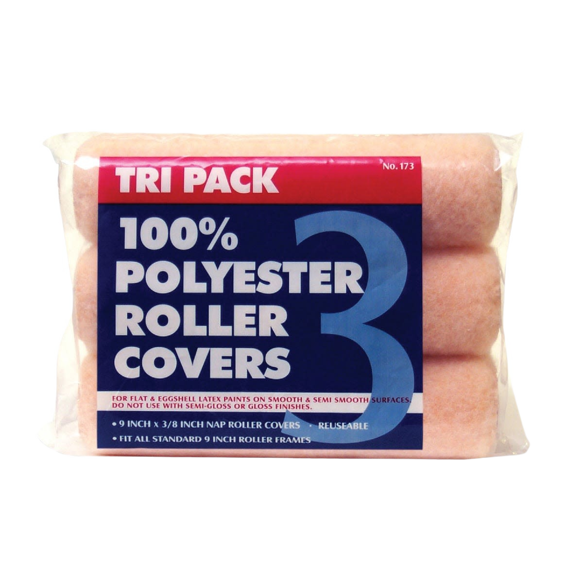 Set of three polyester knit fabric roller covers for smooth and semi-smooth surfaces in paint and supplies collections