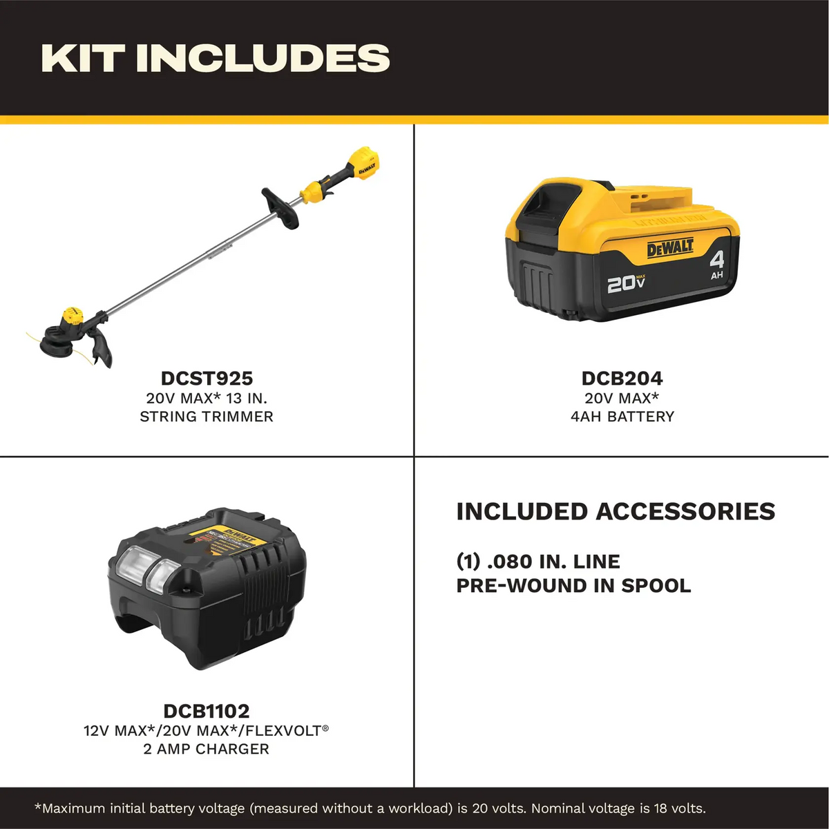DEWALT 20V MAX* 13" Cordless String Trimmer Kit