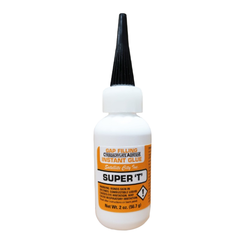 White plastic bottle with pointed black nozzle and orange label for glue and adhesives under $50 collections