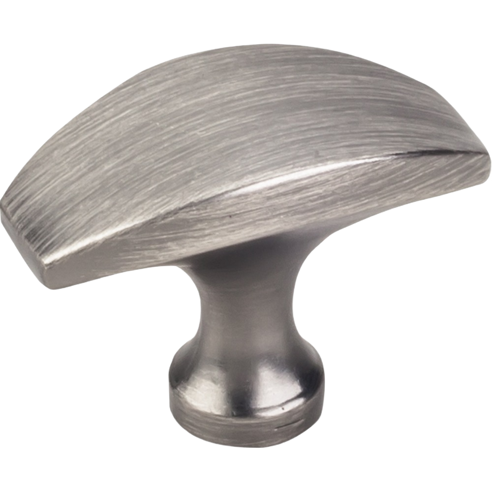Brushed pewter cabinet knob with curved design for furniture hardware in home improvement and under $50 collection