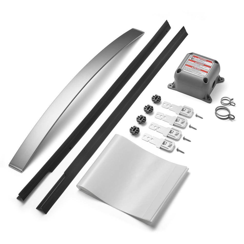 Dishwasher installation kit with stainless steel handle, mounting brackets, wiring box, and hardware for kitchen appliances collection
