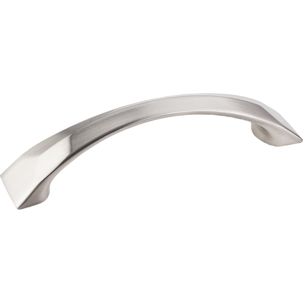 Satin nickel 96mm square pull with modern curved design for cabinets and furniture hardware in home improvement projects
