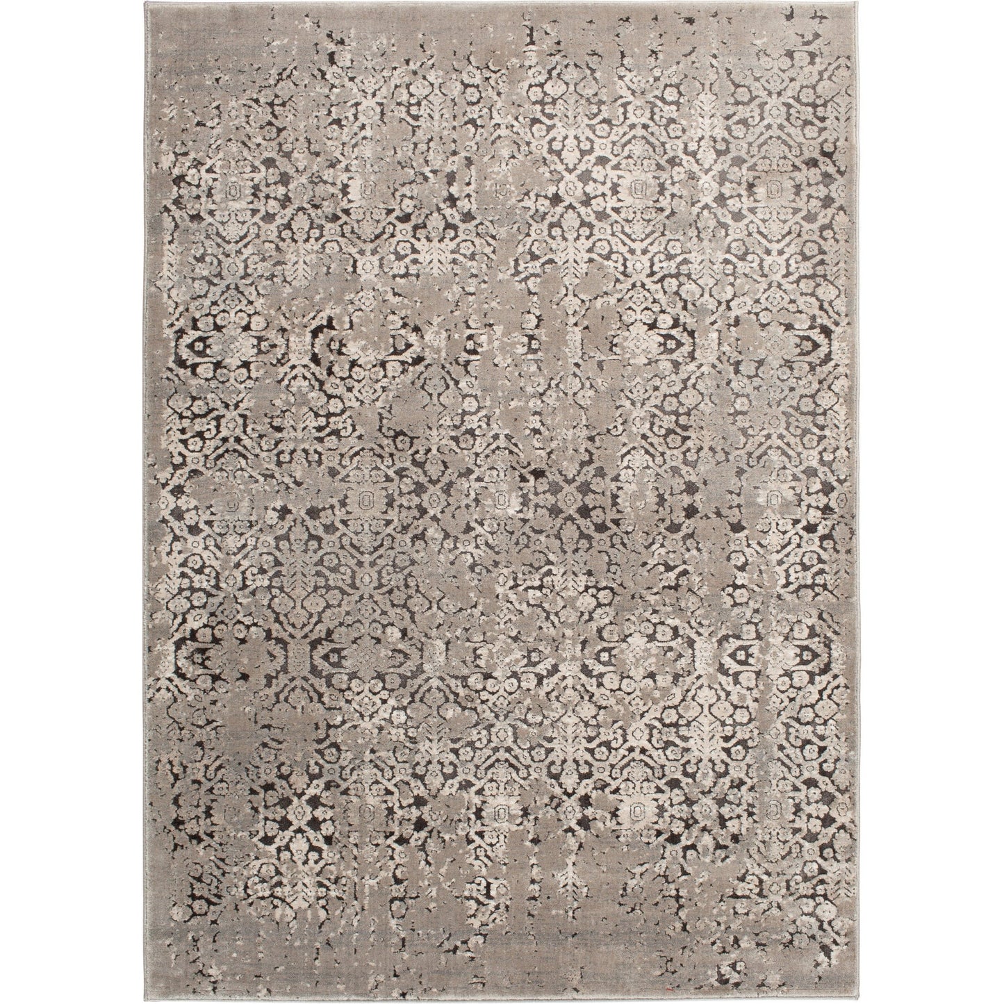 Brown and cream area rug with intricate faded pattern for stylish home and floor decor accents