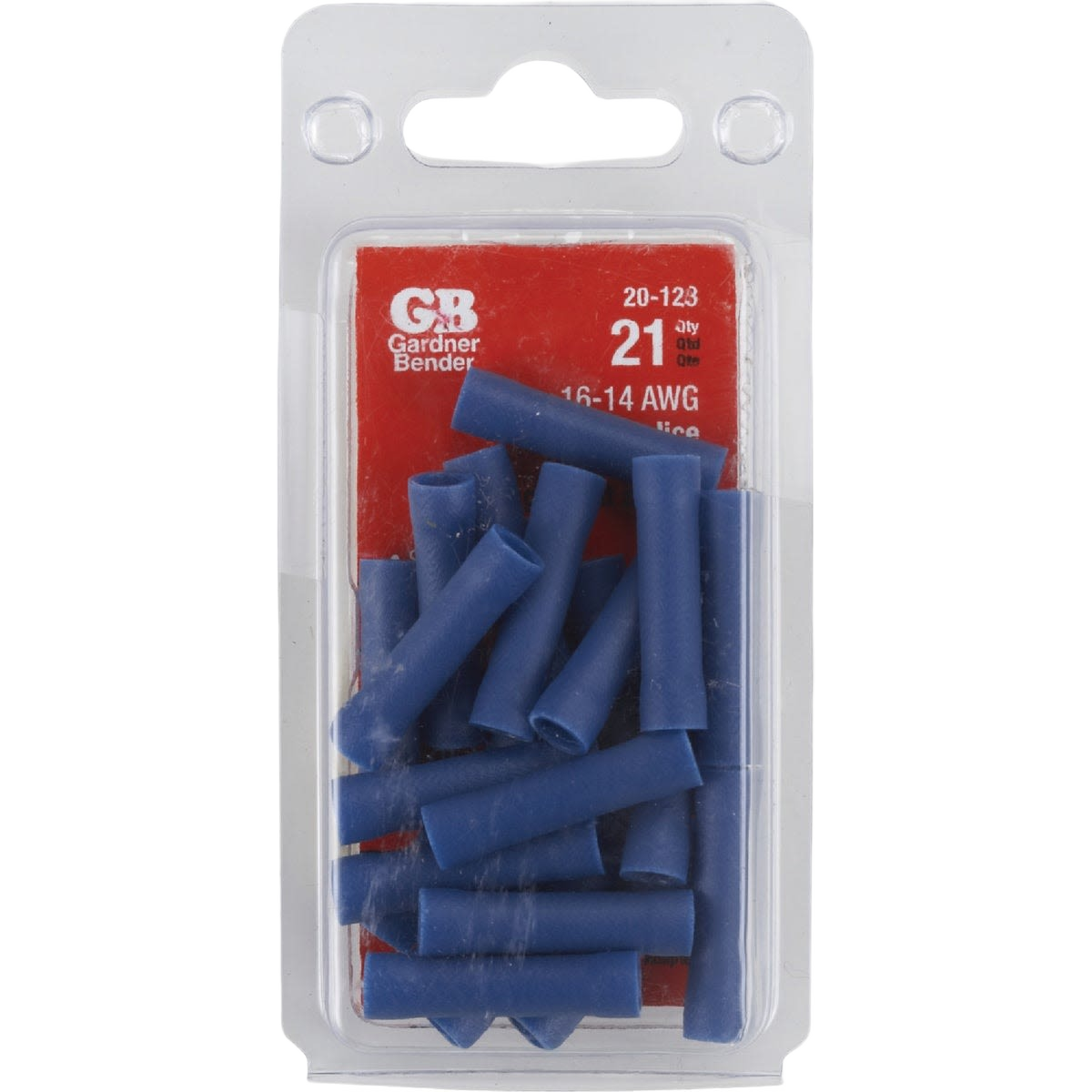 Pack of blue insulated butt splice connectors for 16 to 14 AWG electrical wiring in home improvement projects