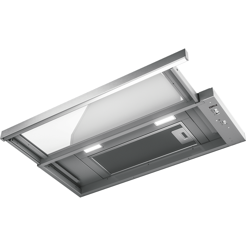 low-profile stainless steel under cabinet range hood with integrated LED lighting for kitchen and home improvement