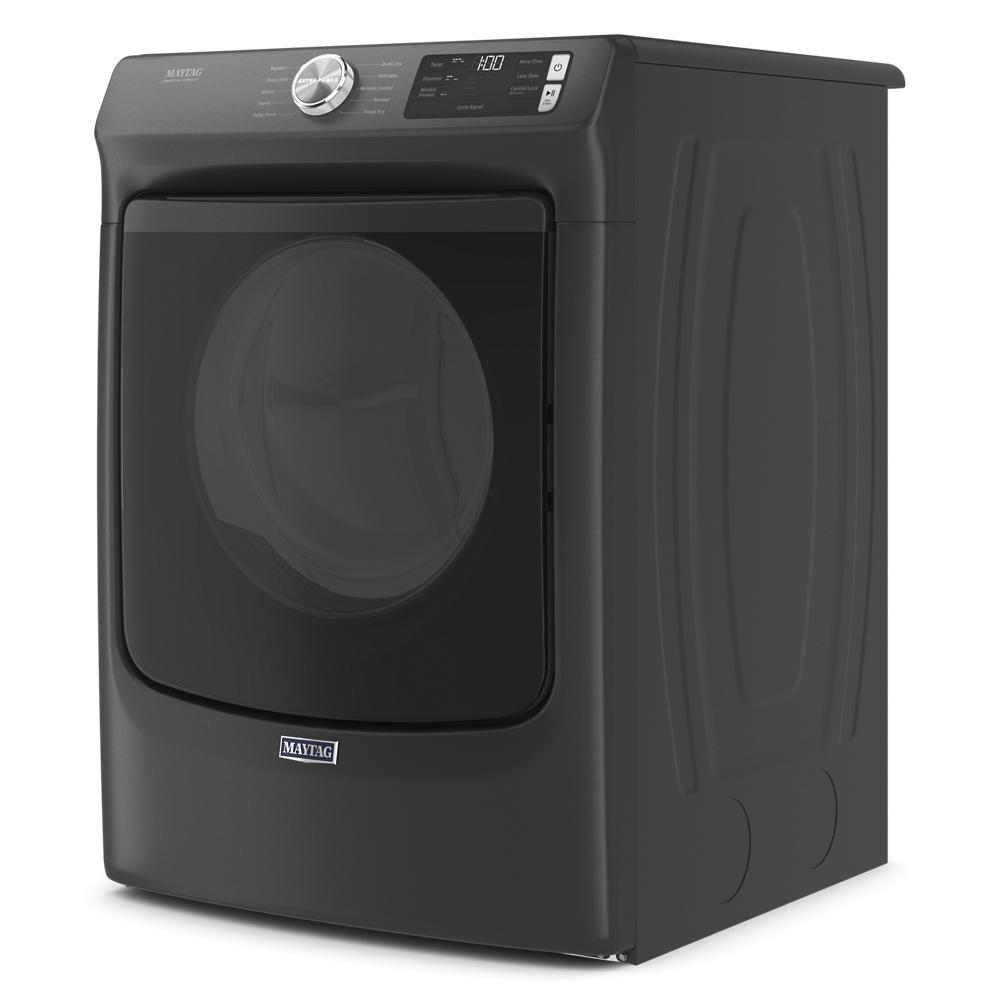 Matte black front load gas dryer with large capacity and digital controls from Dryers and Appliances collections