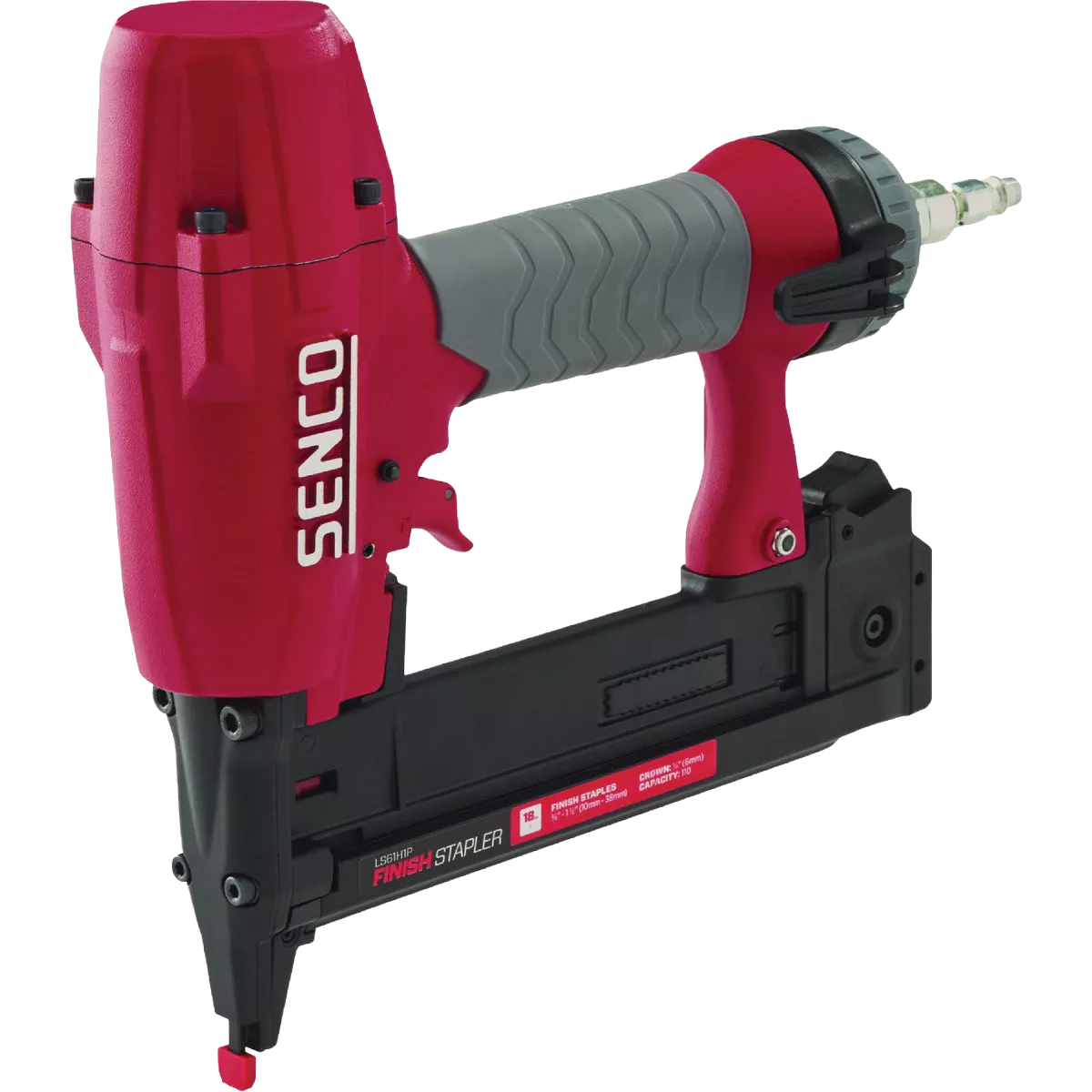 Red and gray medium wire stapler with ergonomic grip designed for precise home improvement fastening tasks