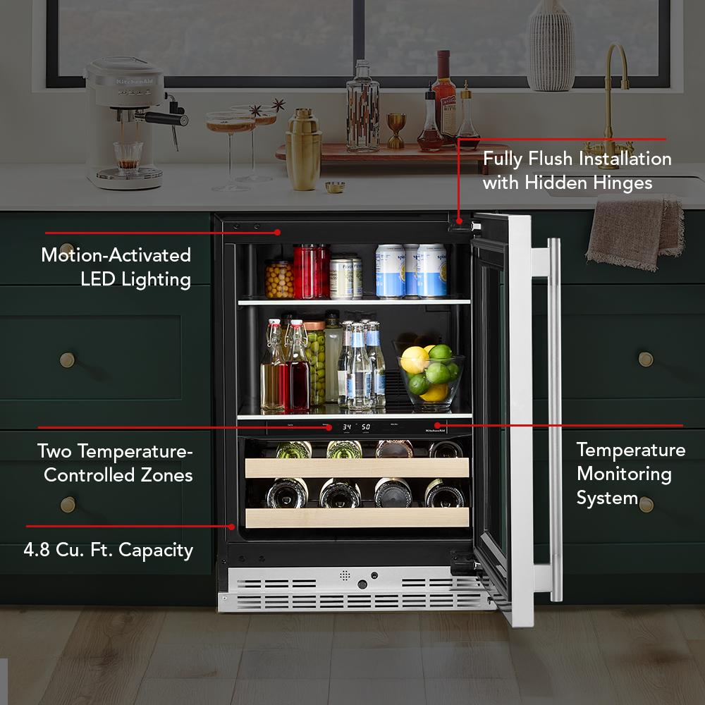 24" Beverage Center with Glass Door and Wood-Front Racks