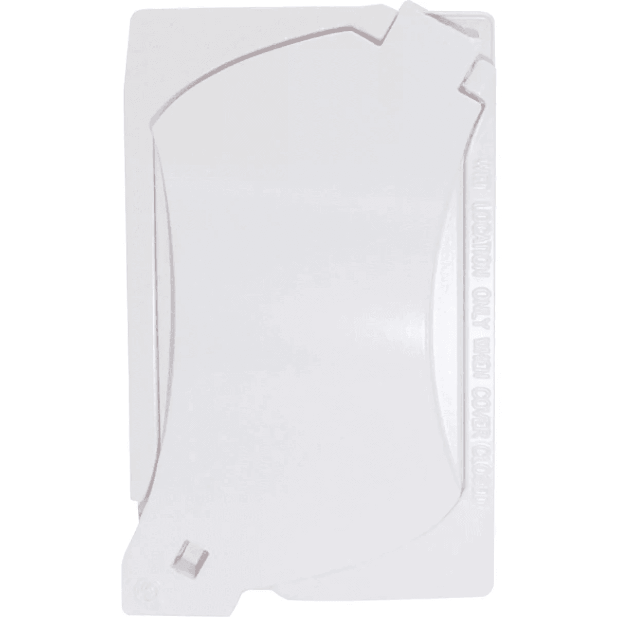 White durable weatherproof cover for single gang electrical box with multi-use vertical and horizontal orientation