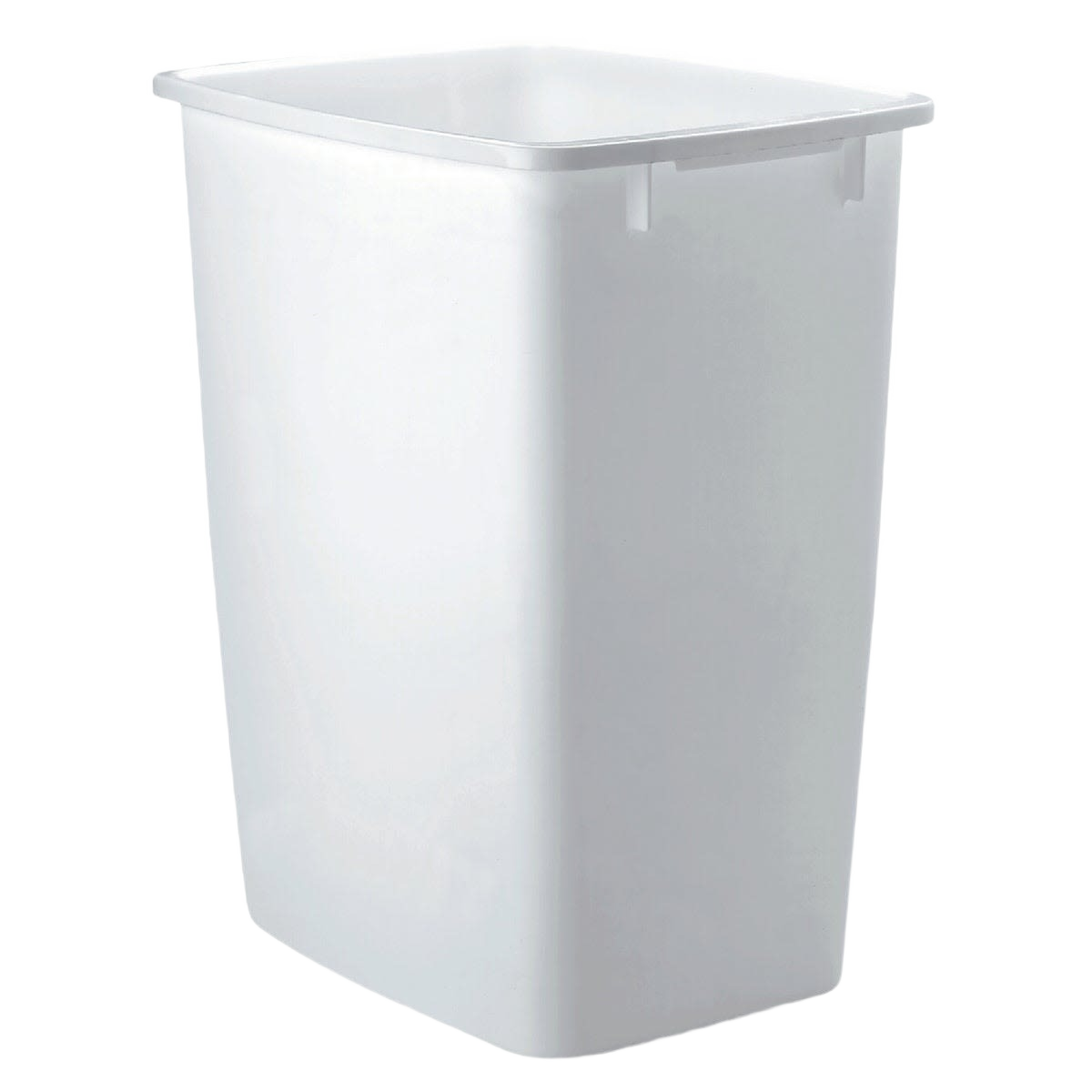 Durable white plastic wastebasket with reinforced rim and 36-quart capacity for cleaning and trash collection under $50