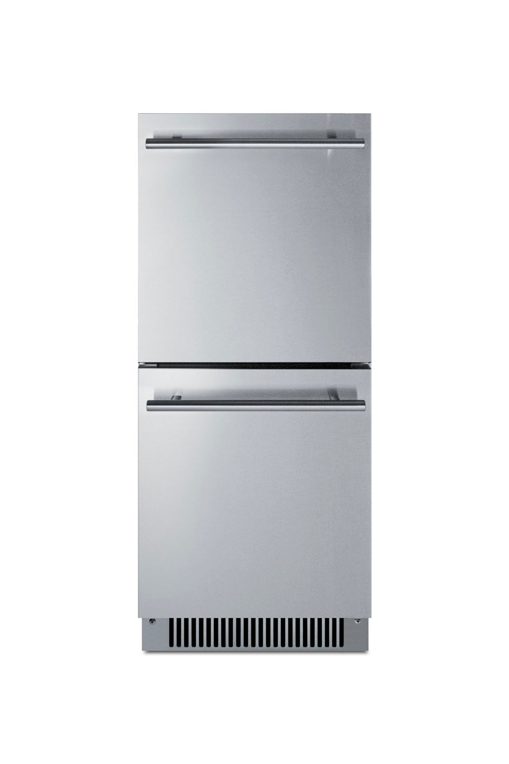 Stainless steel two-drawer refrigerator with sleek handles designed for kitchen and home improvement projects