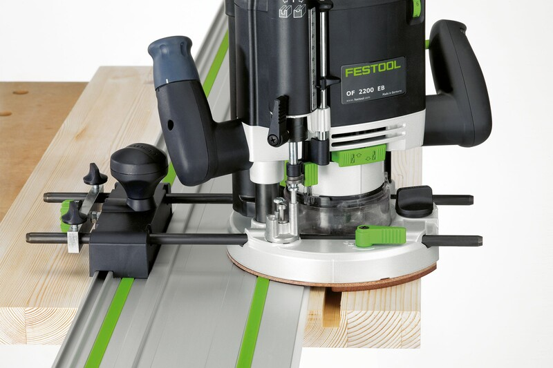 Festool router attached to guide rail base kit for accurate woodworking in tool and power tool accessories collections