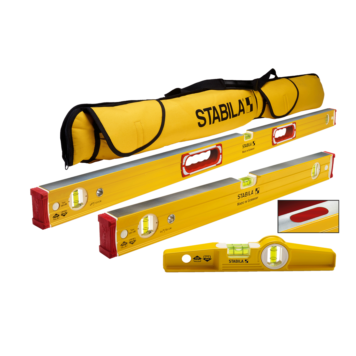 Stabila Type 96-2M 3-Pc. Magnetic Level Set w/Carrying Case
