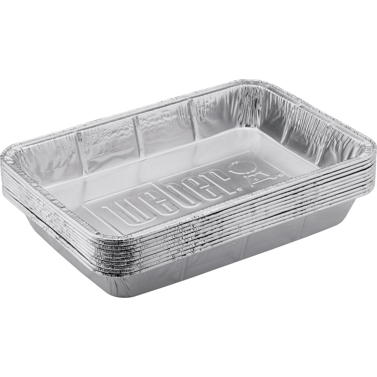 Stack of large aluminum foil drip pans designed for grilling and outdoor cooking accessories under $50