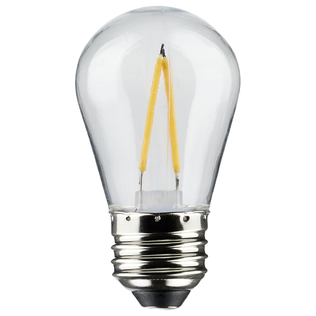 Clear LED replacement bulb with silver metal base for home improvement and lighting applications