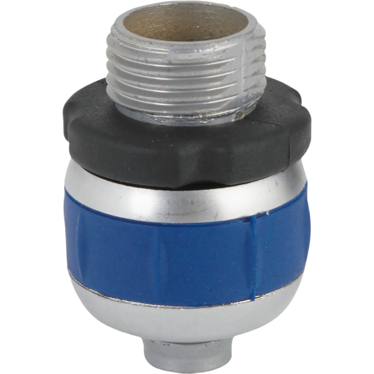 Metal garden hose end repair coupling with blue soft-grip sleeve for watering and irrigation tools collections